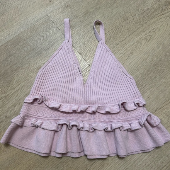 Pink Ruffled Knit Tank Top - Picture 4 of 4